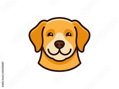 Cartoon dog head with smile.