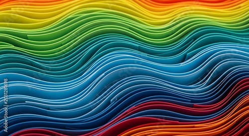 Vibrant Rainbow Waves Abstract Background Flowing Colors.