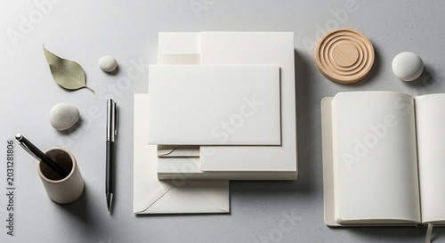 Minimalist Stationery Flat Lay with Notebook and Pens.