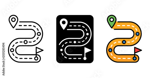 Power Button Icons, Start Stop Symbols, On Off Controls. Set of 3 Vector Graphics for Technology, Interface Design, and Digital Applications.