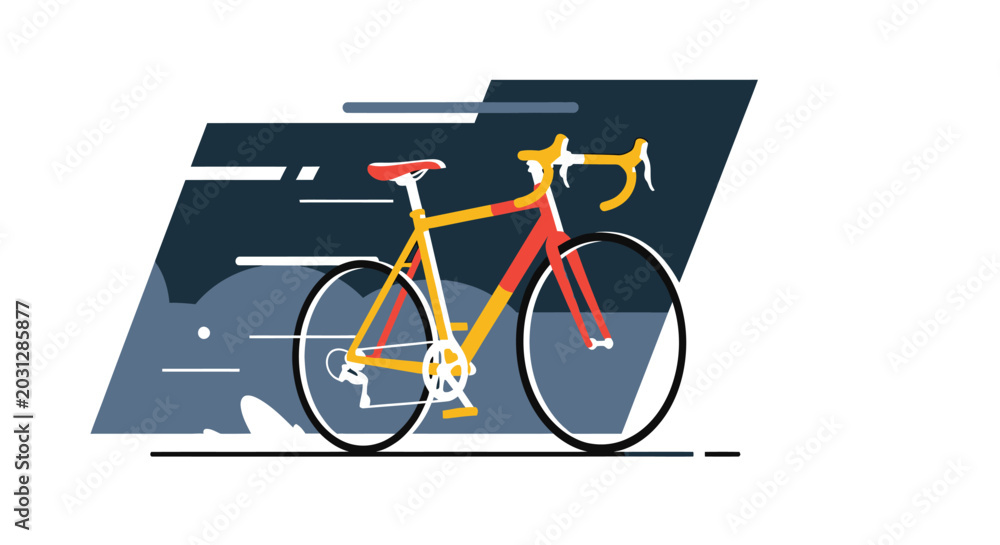 Fototapeta premium Dynamic Red Yellow Bicycle Speed Motion Graphic