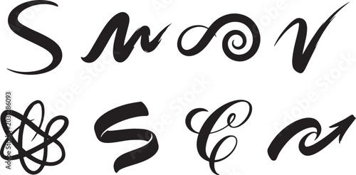 Obraz na płótnie Abstract Calligraphy Flourishes and Brush Stroke Vector Elements Set