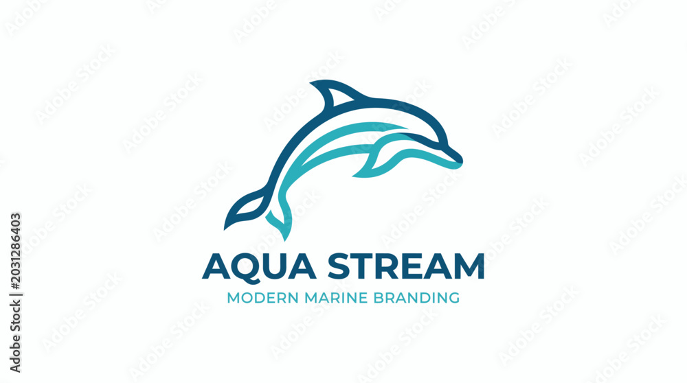 Fototapeta premium Dynamic Dolphin Logo Design for Aquatic Brand.