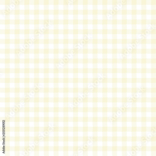 Seamless soft ivory cream gingham check pattern. Minimalist monochrome chequerboard background for fabric, tablecloth, wallpaper, and textile design.