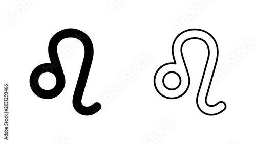 Tableau sur toile Leo Zodiac Sign Black And Outline Icons Set