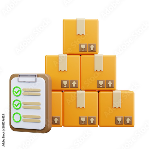 3D Package Checklist Inventory Management Delivery Icon