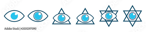 Tableau sur toile Mystical all seeing eye icon set with triangle geometric shapes