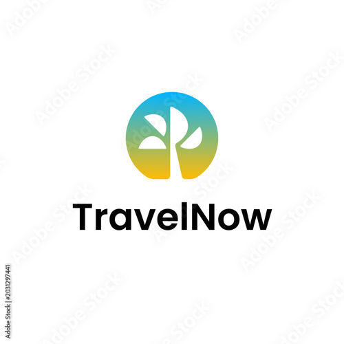Beach Palm Tree Vacation Holiday Logo Vector Abstract Illustration Icon Design Template Element 