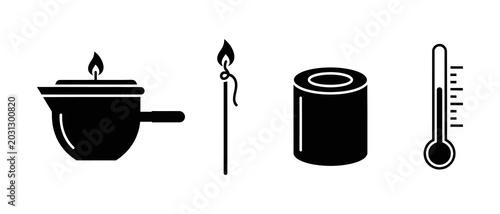 Tableau sur toile Essential graphic symbols depicting elements of heat, combustion, containment, a