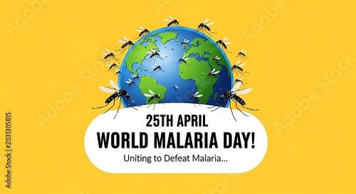 Mosquitoes set surround the globe on World Malaria Day banner
