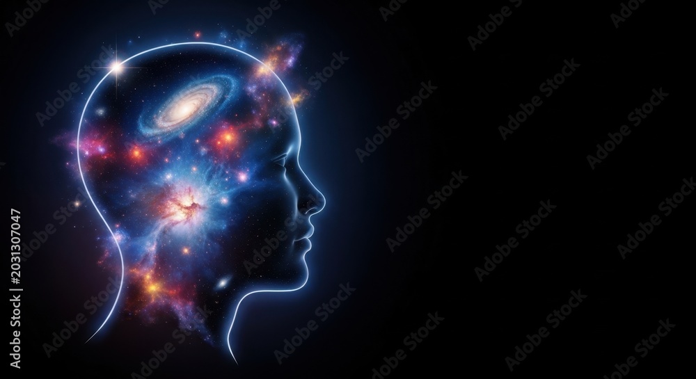 Obraz premium Human Brain with Cosmic Galaxy Inside