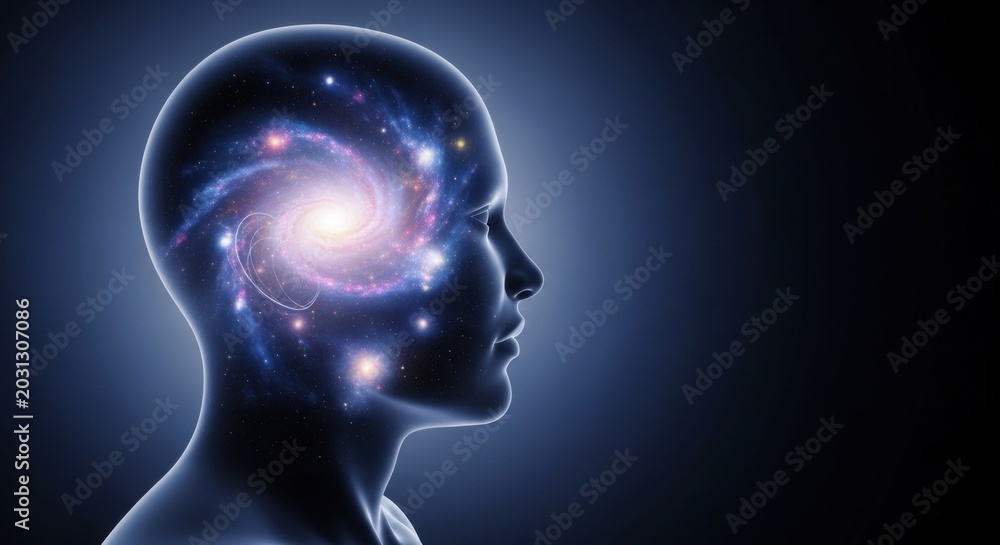 Fototapeta premium Human Head with Cosmic Galaxy Inside