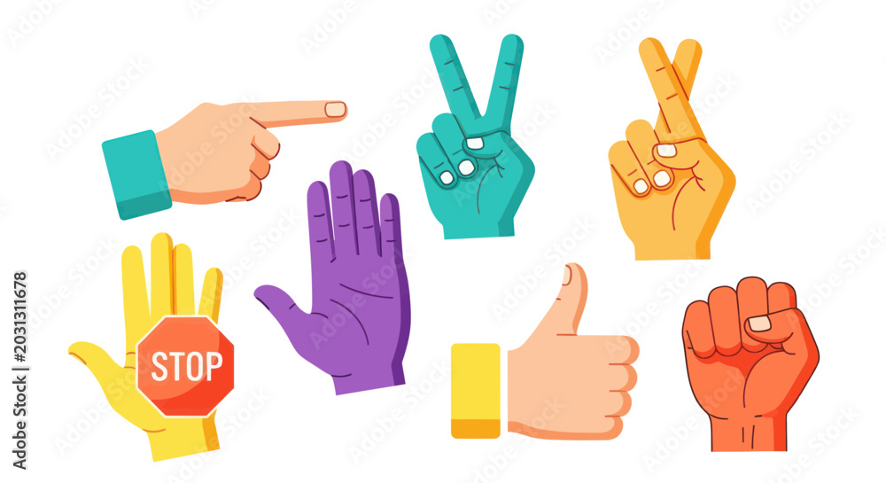 Fototapeta premium Collection of Diverse Hand Gestures and Symbols
