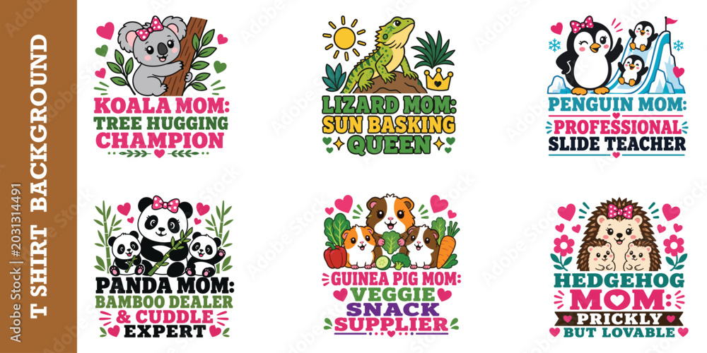 Ταπετσαρία Koala mom tree hugging champion lizard mom sun basking queen panda mom bamboo dealer bundle
