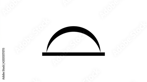 Abstract sky icon with curved horizon line and flat ground simple black graphic