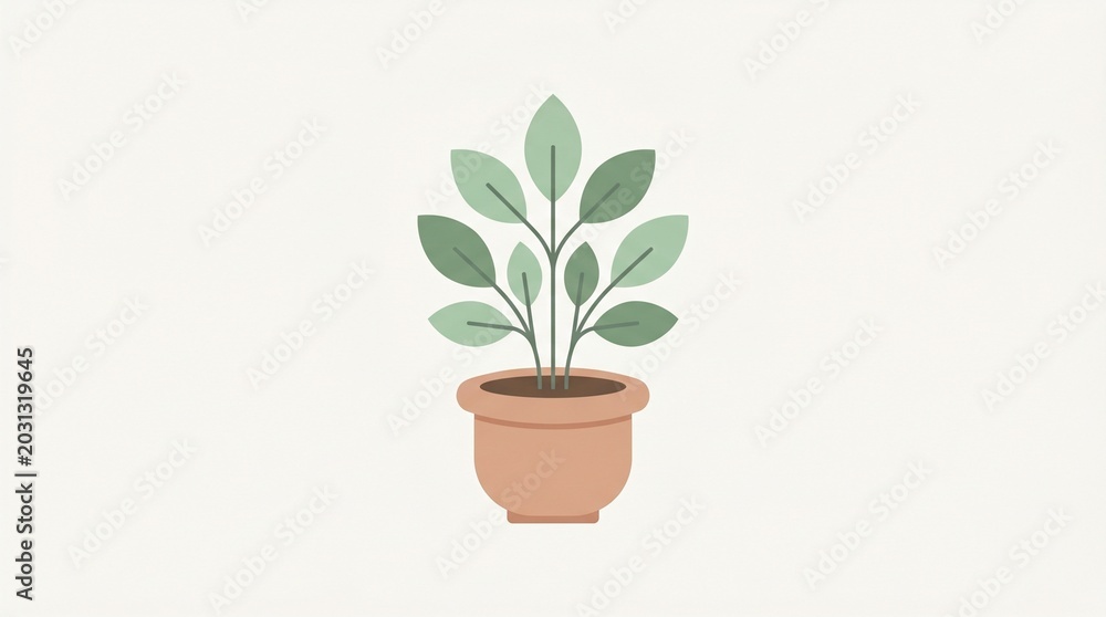 Fototapeta premium Minimal Plant Pot Illustration
