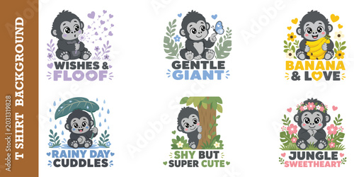 Photos Cute baby gorilla jungle sweetheart and gentle giant stickers for children merchandise