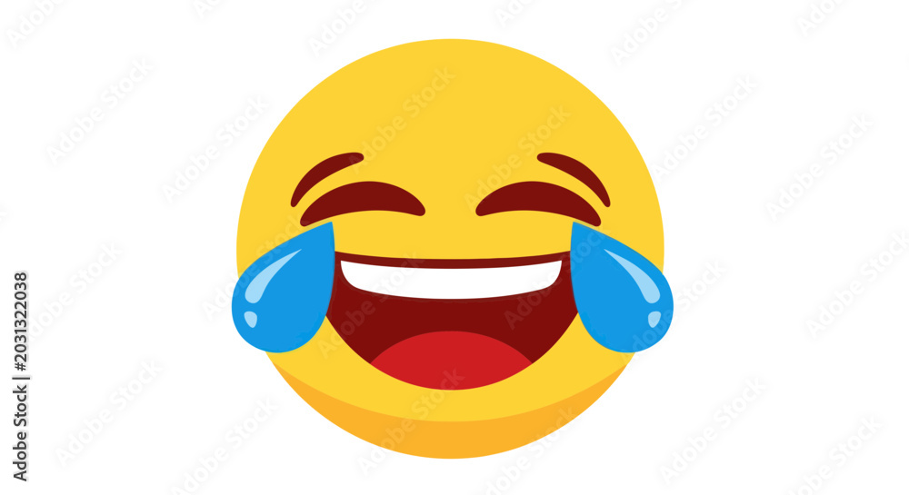Obraz premium Laughing Face Emoji with Tears of Joy