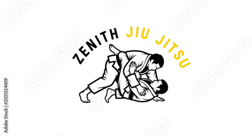 Tableau sur toile Jiu Jitsu Grappling Match Logo - Martial Arts Combat Sport Illustration