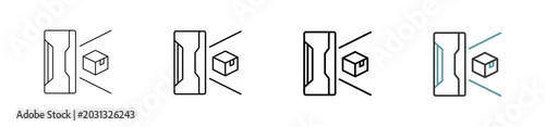 Outline style handheld 3d scanner icon set. Available various sizes