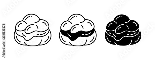 Bild auf Leinwand Cream Puff Icons, Pastry Vector Set, Sweet Dessert Illustrations, Minimalist Foo