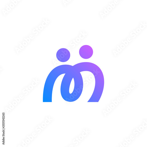 M Letter Initial Human Connect Social Logo Vector Abstract Illustration Icon Design Template Element