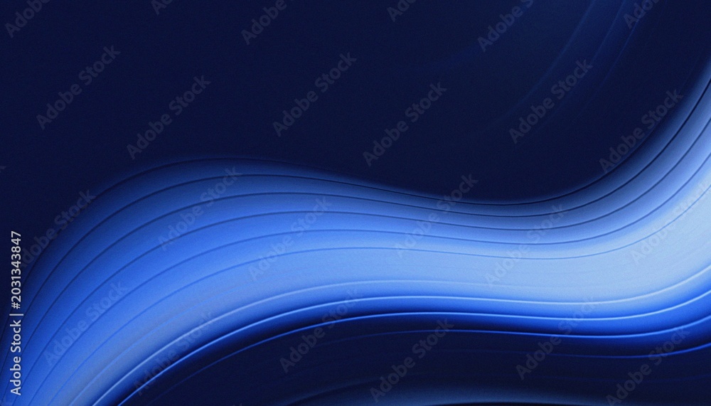 Fototapeta premium Abstract blue gradient ribbed glass background waves.