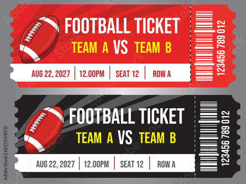 Bild auf Leinwand American football tickets, sport event stubs editable  illustration sport ticket
