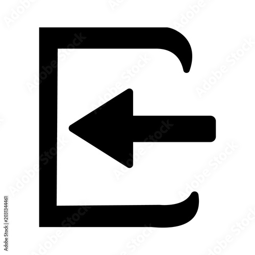 Tableau sur toile Exit symbol utilizes a bold arrow pointing inward toward a rectangular enclosure to indicate a point of egress or structural transition