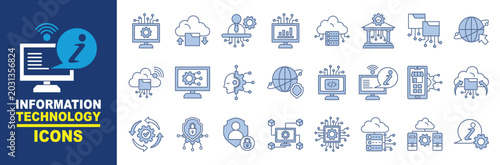 Bild auf Leinwand Information Technology Blue Icons Sheet
