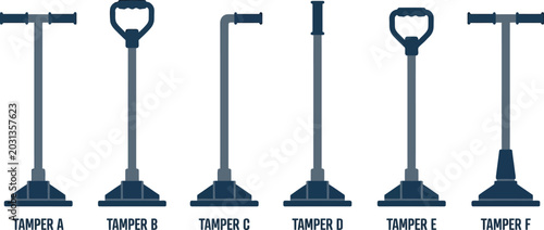 Photos Set of various hand tamper tools flat vector illustration with different handle