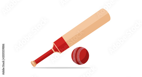 Fotografie Cricket Bat and Ball Icon - Sport Equipment Illustration