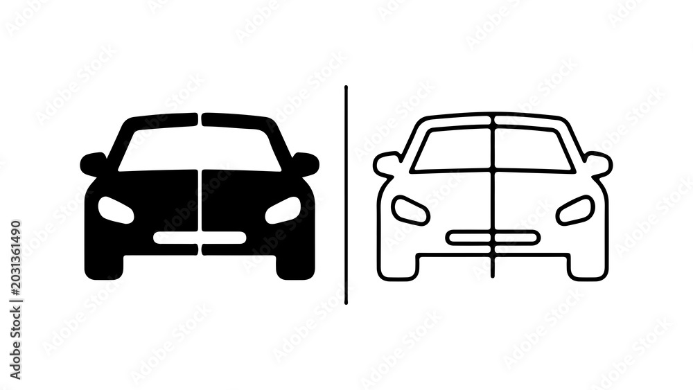 Fototapeta premium Minimalist Car Front View Icons Set