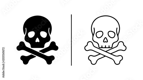 Skull and Crossbones Icon Set Simple Design
