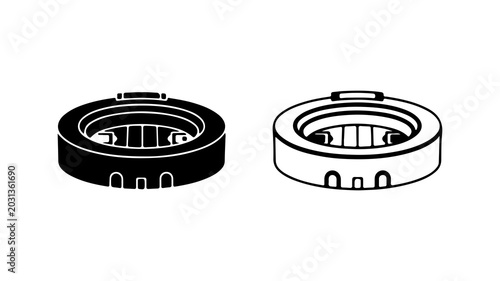 Stadium Icon Set Silhouette And Outline Design