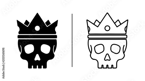 Skull Wearing A King Crown Icon Set