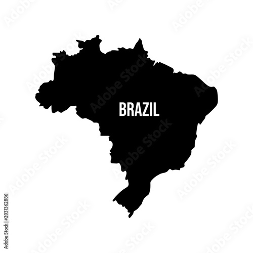 Brazil Map Black and White Vector Illustration