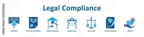 Foto Legal Compliance icon banner line art collection