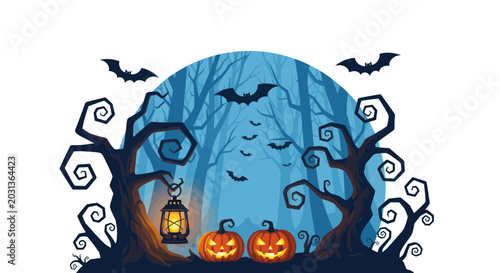 фотографія Halloween Pumpkins and Lantern Decoration.