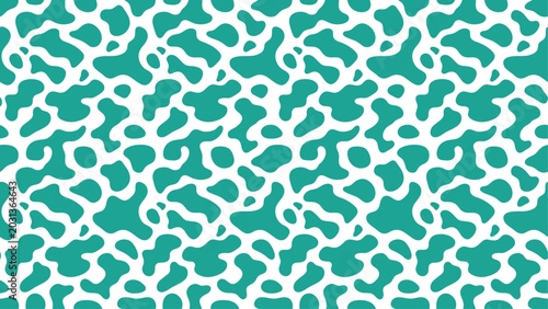 Seamless Teal and White Abstract Organic Blob Pattern