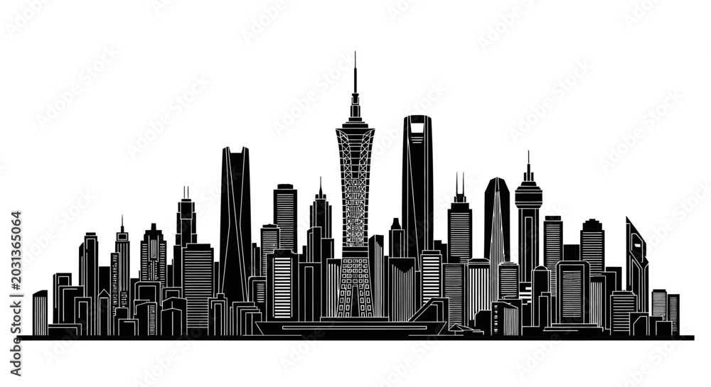 Obraz premium Taipei City Skyline Silhouette Vector Illustration