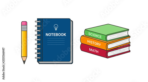 Photos Stack of colorful school textbooks.