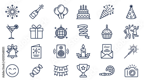 Foto Celebration icons featuring party elements and festivities (1)