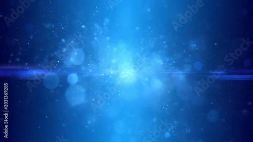 Abstract Blue Light Particles Bokeh Background Motion.