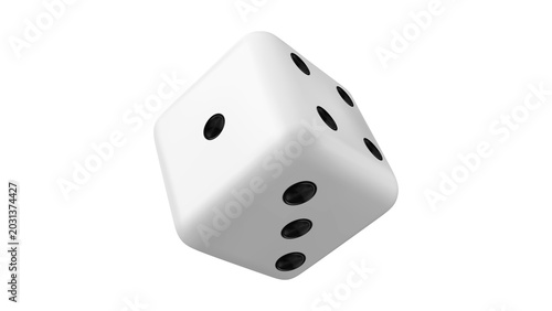 Obraz na plátně 3D White Dice Rolling Animation - Isolated Gaming Object Motion Video