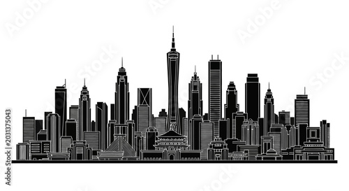 Johannesburg city skyline silhouette, urban architecture icon