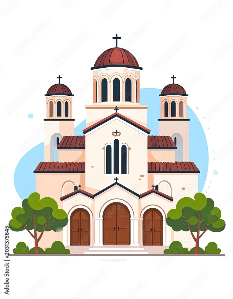 Fototapeta premium Illustration of a church building architecture.