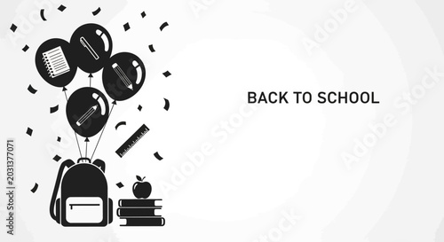 Tableau sur toile Back to School Celebration with Balloons and Books
