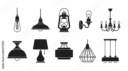 Indoor Lamps and Ceiling Light Fixture Silhouette Collection