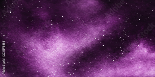 Obraz na płótnie An abstract cosmic nebula glows with bright purple and blue light across a dark
